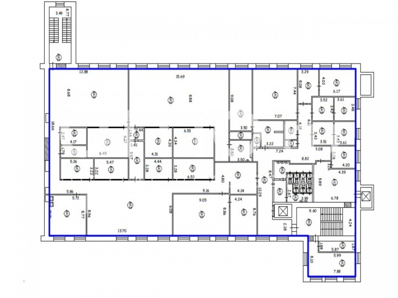 Планировка офиса 1244.4 м², 2 этаж, Бизнес-центр «Трехгорная Мануфактура»