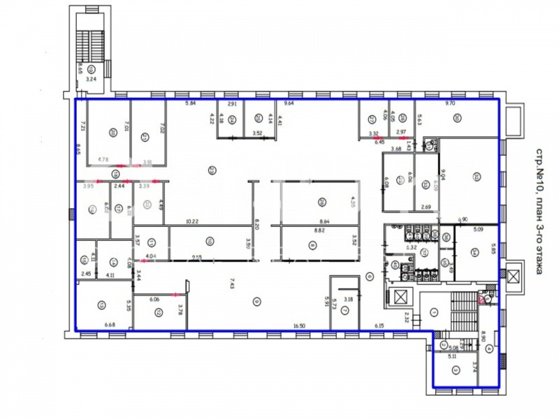 Планировка офиса 1246.1 м², 3 этаж, Бизнес-центр «Трехгорная Мануфактура»